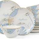 12-Piece Ceramic Dinnerware Set for 4, Blue Floral