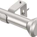 Heavy Duty Curtain Rods for Windows 28 to 48 Inches, 1 Inch Silver Adjustable Curtain Rods with Diamond Finials (Silver,28-48)