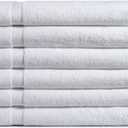 Amazon Basics 6-Pack Bath Towels, 100% Ring Spun Cotton, 600 GSM, Lightweight and Highly Absorbent, Quick Drying, Hotel Quality, 27 x 54 inches, White
