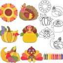 MLOLM 24 Sets Thanksgiving Sand Art Kit, DIY Fall Harvest Pumpkin Painting Craft with Colored Sand, Create Your Own Autumn Themed Art for Home Party Festival Activity Decor and Holiday Gift