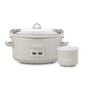 Crock-Pot 7 Quart Cook and Carry Slow Cooker with Touch Control, 4 Pre Programmed Settings, Removable Stoneware, and Locking Lid, Mushroom