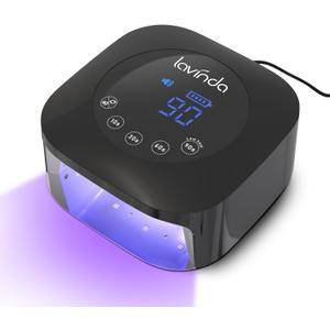 Lavinda UV LED Nail Lamp, 54W UV Nail Light for Gel Polish Acrylic Nails, Professional Gel Nail Lamp with Auto Sensor Fast Curing Nail Dryer 4 Timer Settings Nail Art Tools for Salon Home Use (Black-Plug in)