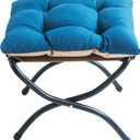 15" Upholstered Folding Foot Rest Stool with Foldable Metal Frame Sapphire