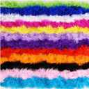 WXJ13 12 Packs 6.6ft Colorful Feather Boas, Turkey Feathers Boa Rainbow Boa Chandelle Feather Boa Colorful Marabou Feather Boas for Craft Wedding Party Dress Up Halloween Costume Decoration