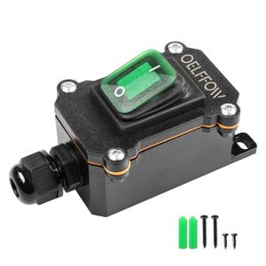 Waterproof Boat Rocker Switch with Green Light, DPST, DC 12V-24V, On Off Rocker Button Inline Cord Switch with Cable Gland