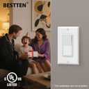 BESTTEN 30 Pack 3 Way Decorator Light Switch, 15A 120/277V, On/Off Paddle Rocker Interrupter, Electrical Wall Light Switches, Single Pole or Three Way, UL Listed, White