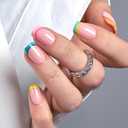Curvlife Rainbow Short Press On Nails Square Stick On Nails Short Fake Nails Design Glossy Acrylic Nails Stick On Nails Tips Glue On Nails False Nails For Women Nail Kit With Nail Glue