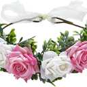 WADORN 1PC Floral Wedding Dog Collar Breathable Cloth Adjustable 5.1x2.4in Flower Necklace for Dog Ring Bearer Outfit Cat Bride Groom Accessories Pet Photography Christmas Birthday Celebration