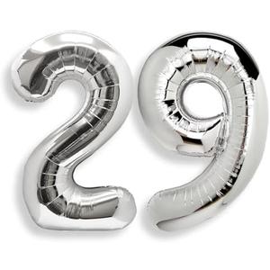AULE 40 Inch Large 29 Balloon Numbers Silver, Big Foil Number Balloons, Giant Helium Happy 29th Birthday Party Decorations for Man and Women, Huge Mylar Anniversary Party Supplies