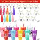 SiliFine 30 Sets CNA Week Appreciation Gifts Bulk 2026 24 oz Nurses Plastic Tumbler with Lid and Straw Nursing Cups Keychain Card for Graduation Nurse Student Assistant Medical Staff Women(Cute), Medium