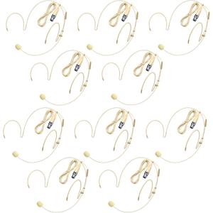 10 Pack Headset/Headworn Microphone Double Over Ear Earset Micophone for Singing Hands-Free Head Hanging Condenser Omnidirectional Mic for Shure,4 Pin Mini XLR,1.5M Cable,Windscreen