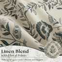 Charcoal Floral Linen Curtains 63 Inch Length 2 Panels Set Patterned Semi Sheer Living Room Bedroom Back Tab Rod Pocket Farmhouse Boho French Country Blackish Green Flower Plant Kitchen Window Drapes