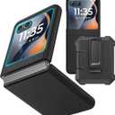 Ruky for Motorola Razr 2025/2024 Case with Belt Clip [Not fit Ultra or Plus], Slim Moto Razr 2025 Case with Built-in Screen Protector, Support Wireless Charging Phone Case for Moto Razr 2025, Black