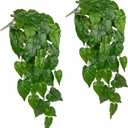 2 Packs UV Resistant Artificial Hanging Plants Outdoors & Indoors, 33" Large Fake Pothos Plants Faux Monstera Hanging Greenery for Planter, Shelf, Wall, Window Box, Porch, Patio, Garden, Balcony Decor