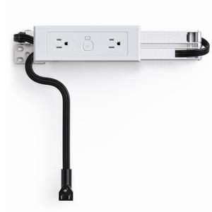 Drawer Outlet Kit 2AC Power Cabinet Plug Charging Strip Recessed Vanity Table Box Desk Nightstand Mount Organizer, 14 AWG Power Cable for Kitchen Bedroom-White