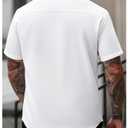 RoseSeek Men's Button Down Shirts Short Sleeve Collared Casual Blouses Summer Business Work Shirts White Large (White, L)