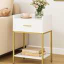 Nightstand,3-Tier Modern Night Stand,Bedside Table with Storage Drawer and Shelf,Small Side Table for Bedroom,Living Room,White