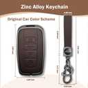 for Toyota Corolla Key Fob Coverwith Leather zinc Alloy Keychains-Full Cover Key Case for Avalon,Camry,C-HR,Highlander,Prius,Venza-2019-2024,Keycase Buckle (Wrist Strap Style, Brown)