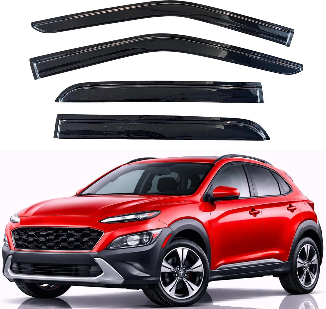 KPY Rain Guards Fit for 2018-2023 Hyundai Kona, Out-Channel Window Visors Vent Wind Deflectors 4PC, Car Accessories for 18-23 Kona