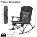 Rocking Camping Chair for Adults, Portable Chairs with Cup Holder and Side Pocket, Outdoor Folding Rocker Chair (Black)