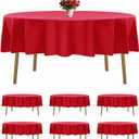 6 Pack Red Round Tablecloths 90 Inches Table Cloth Stain and Wrinkle Resistant Washable Polyester Table Cover Fabric for Party, Wedding,Dining,and Banquet Decoration