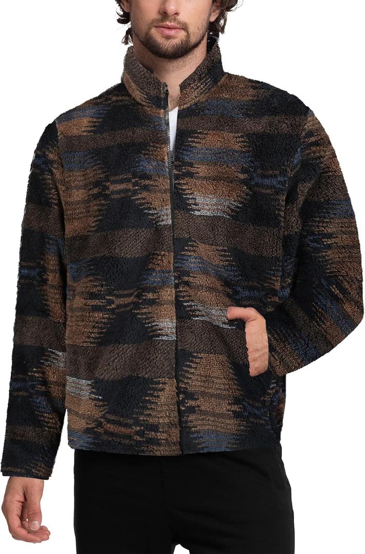 Mad Dog Men's Sherpa Jacket Ultimate Fuzzy Sweater for Men, Fleece Winter Coats, Mens Cold Weather Jackets (Black, XL)