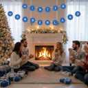 Kosiz 116 Pcs DIY Letter Custom Banner Customizable Banner Kit Winter Snowflake Letter Garland Including 111 Letters Numbers 3 Rope 2 Threading Device for Winter Holiday Xmas Home Classroom Decor (Blue)