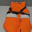 SUNFURA Dog Jacket, Large Dog Coat with Harness Built in, Warm Pet Winter Jacket Zippered Snow Coat with Furry Collar, Waterproof Fleece Snowsuit for French Bulldog, Orange L