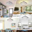 FRIXCHUR 12" Crystal Ceiling Light Crystal Chandelier LED Square Flush Mount Ceiling Light 2-Layer K9 Crystal Ceiling Fixture for Bedroom Living Room Dining Room Hallway Staircase Kitchen Closet