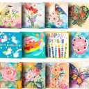 pigpigboss 12 Packs Butterfly Flower Birds Diamond Painting Greeting Cards Kit, Diamond Art Birthday Cards with Envelopes, Diamonds Dots Thank you Cards for Adult Beginner Holiday Blessing