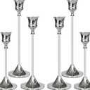 Showin Candlestick Holders Silver, 6 Packs Taper Candle Holder for Candlesticks, Candle Sticks Holder Decor for Home Decor