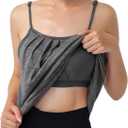 Hibelle Womens Built in Bra Camisole with Adjustable Spaghetti Straps,Pleated Front Flowy Summer Casual Tank Tops (Gray, M)