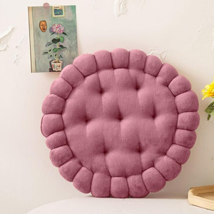 vctops Round Chair Pad Seat Cushion Solid Velvet Color Seat Pad Indoor Floor Cushion Super Soft Warm Chair Cushion Pad for Home Kitchen Dining Room Office (Coral,16")