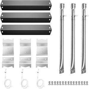 LS'BABQ Grill Replacement Parts Repair Kit for Chargriller 3001, 3008, 3030, 4000, 5050,5252,Heat Plates, Burner Tube, Hanger Brackets, Electronic Ignitor Grill Accessories for King Griller Gas Grill
