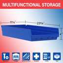 Akro-Mils 30174 Plastic Shelf Bins, Heavy Duty Storage Bins for Garage, Closet, and Drawer Organization, 24-Inch x 11-Inch x 4-Inch, Blue, 6-Pack
