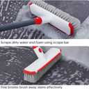 Floor Scrub Brush with Long Handle, Scrubbing Brush Squeegee Broom for Cleaning, 2 in1 Stiff Bristle Shower Scrubber Floor Squeegee for Pool Wall Tile(White)