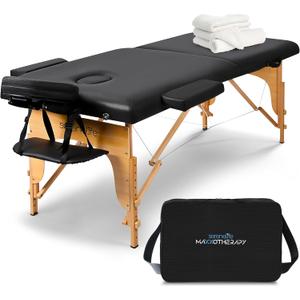 SereneLife Portable Massage Table 24 inch, Height Adjustable 3 Sections Massage Bed & Folding Lash Station for Esthetician, Tattoo Table, Spa Bed, Physical Therapy & Facial Treatment, 83.9 x 23.8 x 25.2-33.7 inches