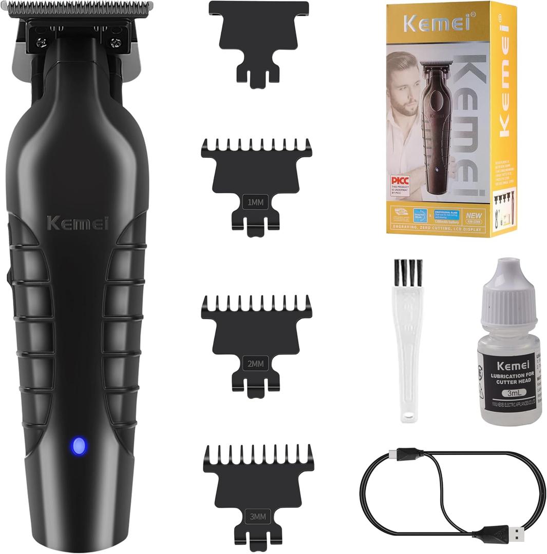 KEMEI 2299 Professional Hair/Beard Trimmer for Men, Zero Gapped Hair Clippers for Barbers, Cordless