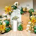 137Pcs Green and Gold Balloons Garland Arch Kit with Stars - 5 10 12 18 inch Dark Green Gold Confetti Latex Balloons for Birthday Baby Shower Emerald Green Jungle Party Decorations