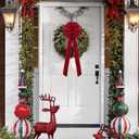 Red Velvet Christmas Tree Bows - Set of 3 Large 12x33 Inch Vintage Holiday Bows for Xmas Tree Decorations, Gift Wrapping, Garland, Party Decor for Indoor Outdoor Dilicoming