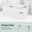 BDDC Table Skirts for Rectangle Tables 6ft - One-Piece White Tablecloths and Skirt, Wrinkle Resistant Ruffles Elastic Cover for Banquets, Weddings, Events, Parties