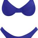 VOLAFA Women's Triangle Bikini Set Textured Frilled Smocked Ruched Push Up Swimsuit Two Piece Bathing Suit (8)
