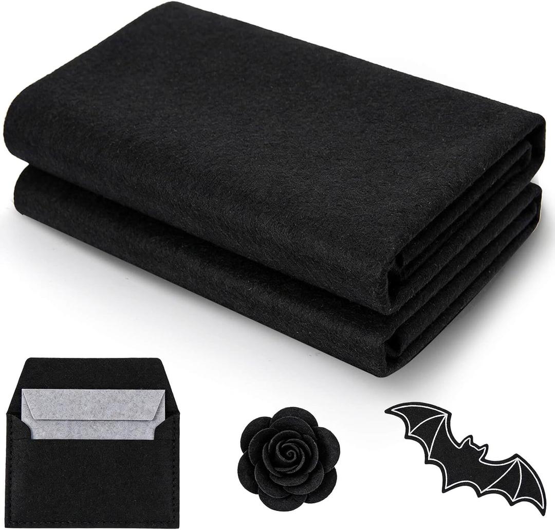 YOUEON 2 Pcs 36"x72" Large Black Felt Fabric for Crafts, 2mm Thick Soft Felt Sheets by The Yard for Arts and Crafts, Sewing, Padding, DIY Projects, Nonwoven Patchwork, Durable & Easy to Cut