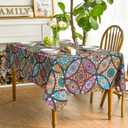 Horaldaily Boho Bohemia Style Rectangular Tablecloth 52x70 Inch, Vintage Washable Seasonal Table Cover for Party Picnic Dinner Decor