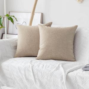 Home Brilliant Burlap Decorative Pillow Covers Throw Pillows for Couch, 22x22 inch, 55x55 cm, Light Linen
