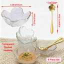 6 Pcs Clear Sakura Sauce Dishes Set with Gold Trim, 3.3" Glass Cherry Blossom Dipping Bowls with Metal Spoons, Small Condiment Dishes for Soy Sauce, Sushi, Snacks, and Party Appetizers