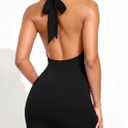 OZICERD Cowl Neck Halter Mini Dresses for Women Bodycon Going Out Dress Backless Sleeveless Party Club Rave Short Vestido Black M