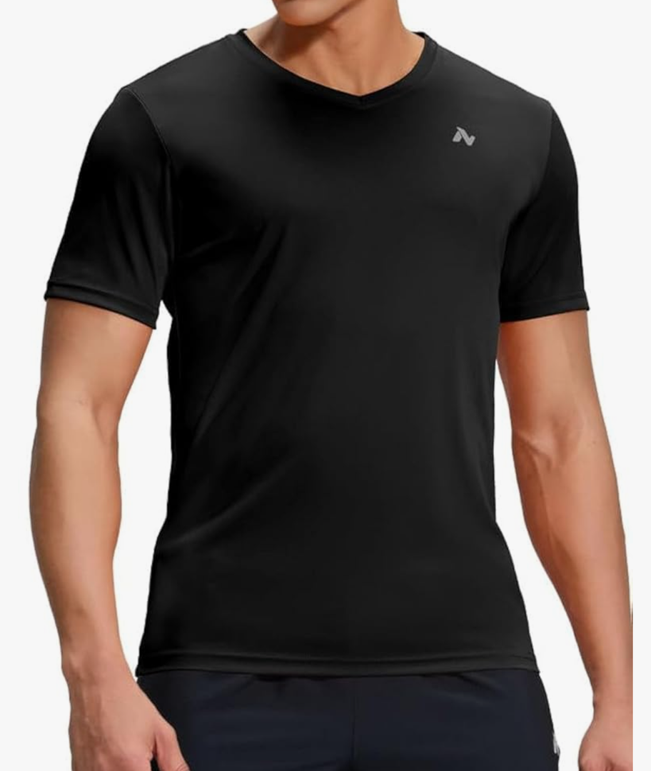 Nepest Men's V Neck UPF 50+ UV Sun Protection Short Sleeve T-Shirts Athletic Dry Fit Tee Shirt for Running Workout Gym, Size 3XL