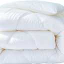 All Season Down Alternative 200 GSM Quilted Comforter - Microfiber Duvet Insert with Corner Tabs - Machine Washable Bed Comforter- Full Or Queen 90 by 90 inch, White Color (Full/Queen(90" X 90"))