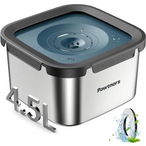 Pawtners Dog Water Bowl No Spill, 152oz/4.5L Stainless Steel Dog Floating Bowl, Slow Water Bowl for Dog with Filter, Non-Slip Base, No Splash Water Bowl for Medium Large Messy Drinkers Blue